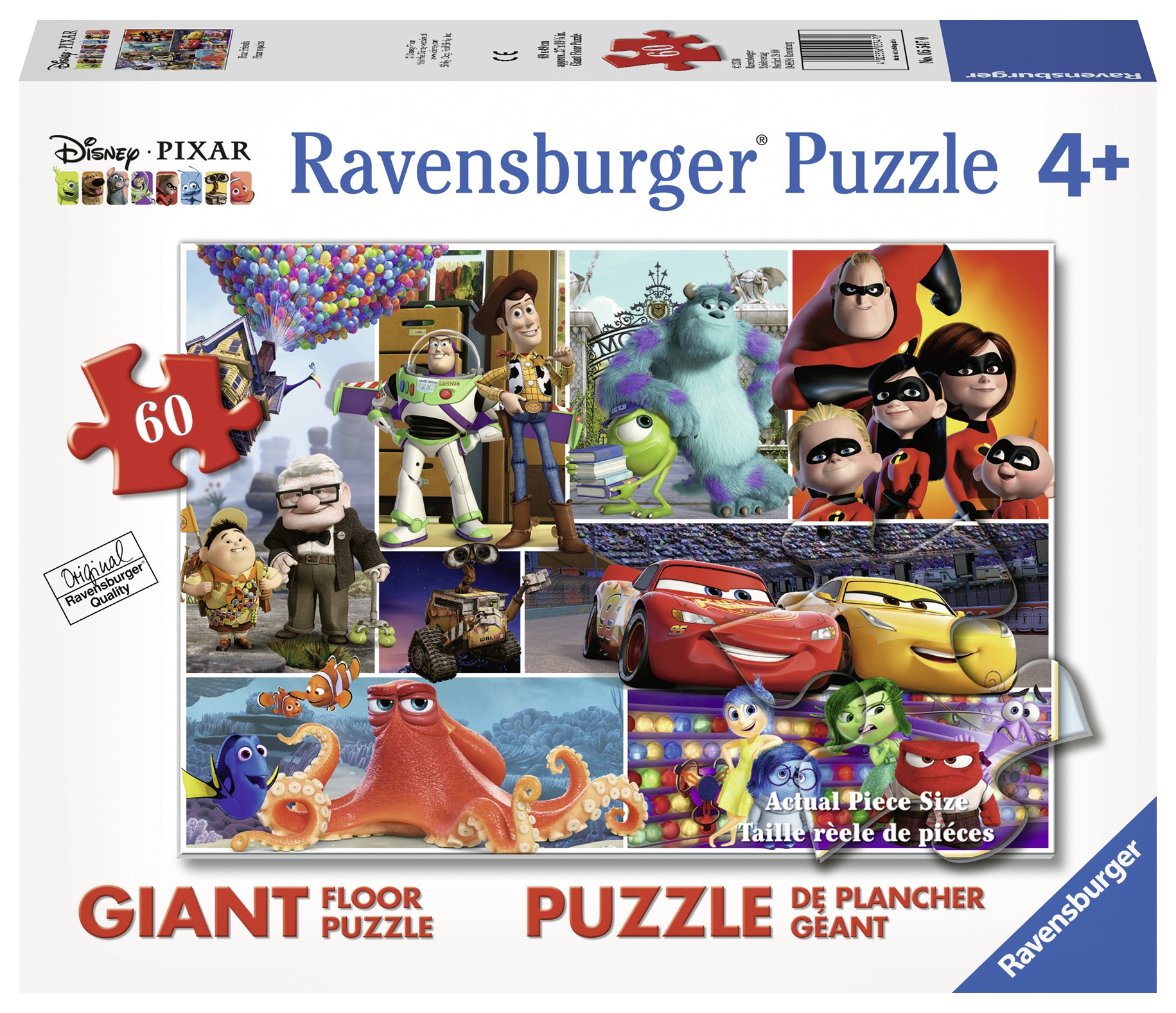 RAVENSBURGER CASSE-TÊTE DE PLANCHER 60 PIÈCES - DISNEY PIXAR FILMS VARIÉS #05547