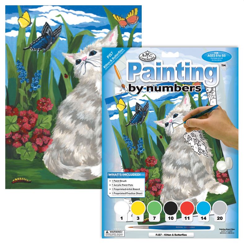 PEINTURE À NUMÉROS JUNIOR SMALL - CHATON ET PAPILLONS