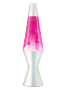 14.5" PEARLESCENT PINK AND CHROME BEAD LAVA LAMP