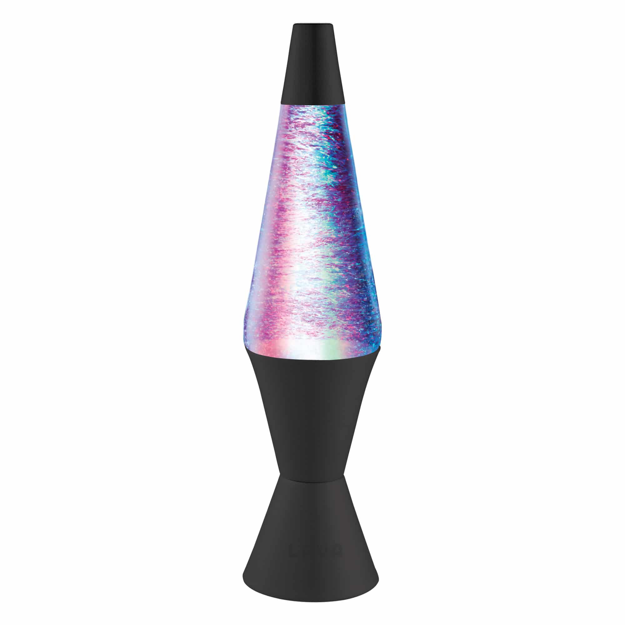 LAVA LAMP - MINI PINK BLUE PURPLE GLITTER VORTEX LAMP WITH BLACK BASE 10"
