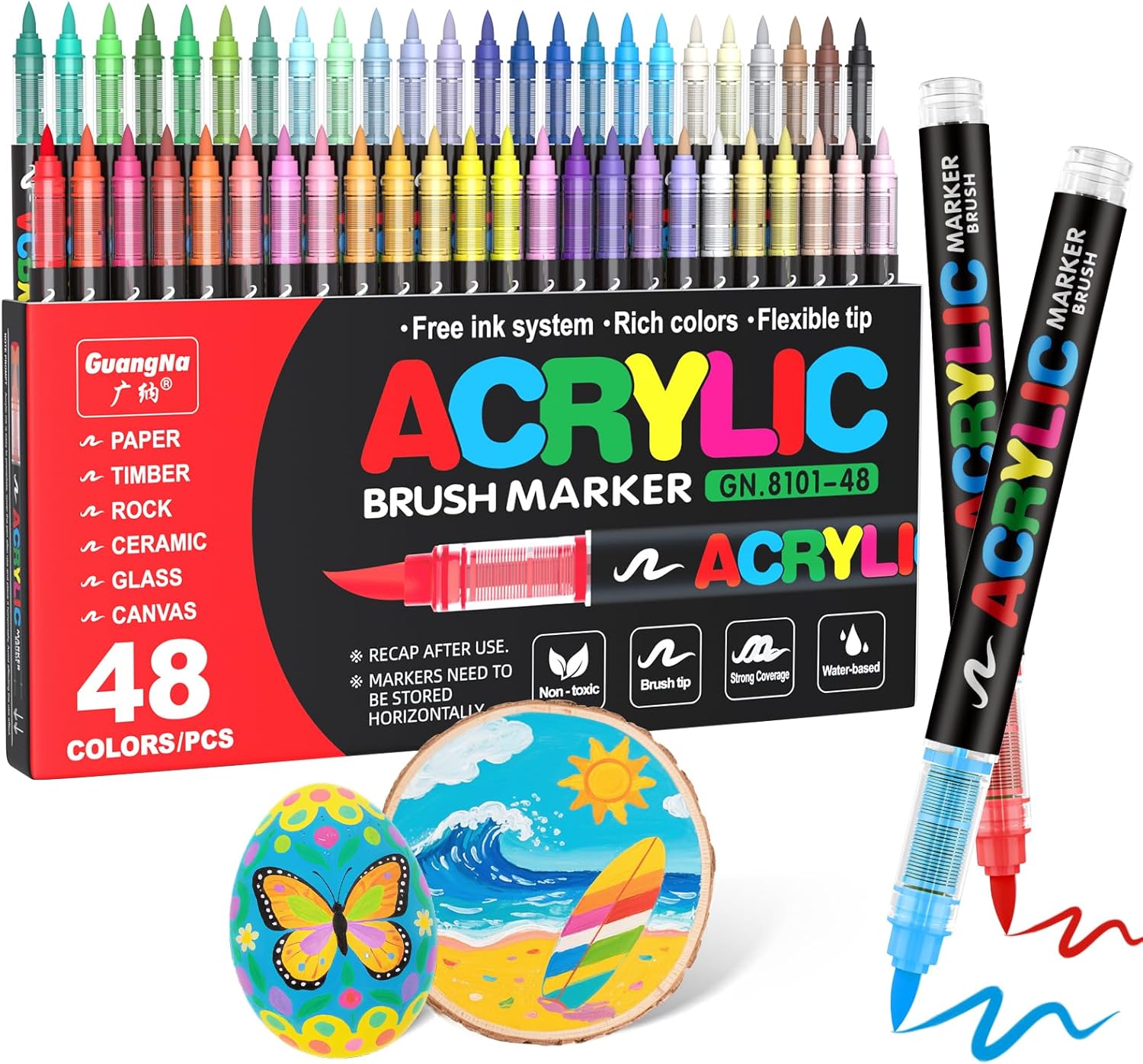 GUANGNA - SET OF 48 BRUSH TIP ACRYLIC MARKERS