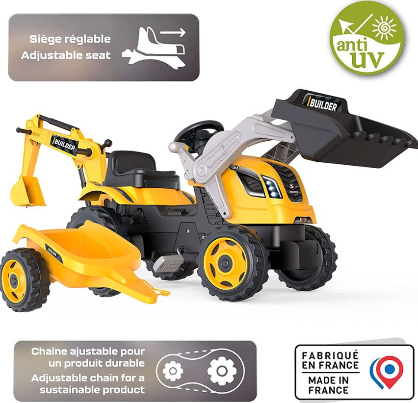 SMOBY - TRACTEUR BUILDER MAX + REMORQUE