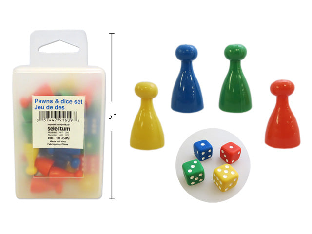 JEU DE PIONS ET DÉS COULEURS ASSORTIES