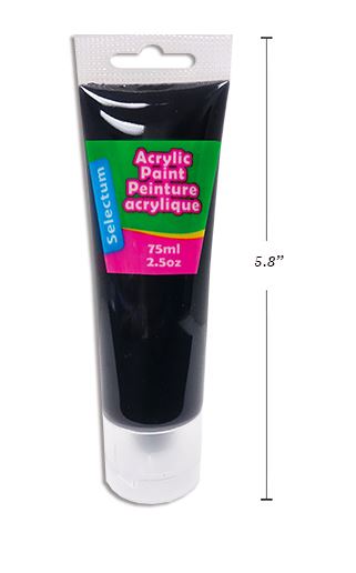 BLACK ACRYLIC PAINT IN A 75ML TUBE