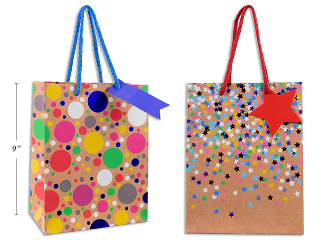SAC CADEAU MINI - MOTIFS CONFETTIS OU BALLONS ASST