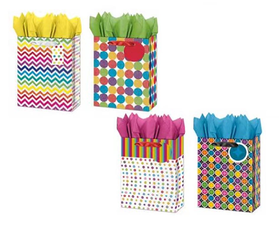 SAC CADEAU MOYEN - SÉRIE VIVID MOTIFS ASST