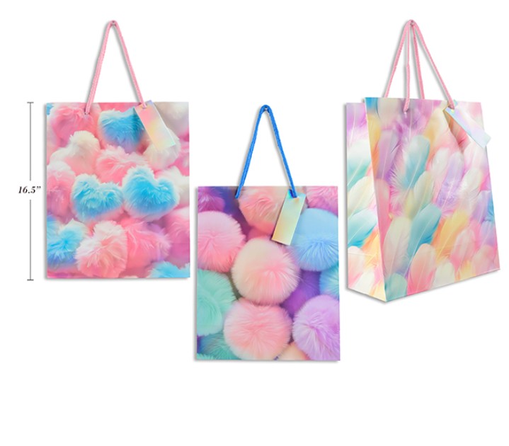 SAC CADEAU LARGE - EN BOULES DE COTON ASST