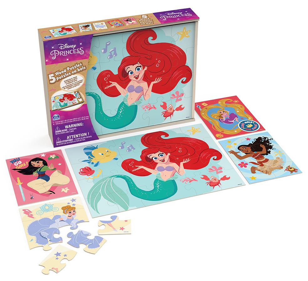 5-IN-1 WOODEN PUZZLE - DISNEY PRINCESSES