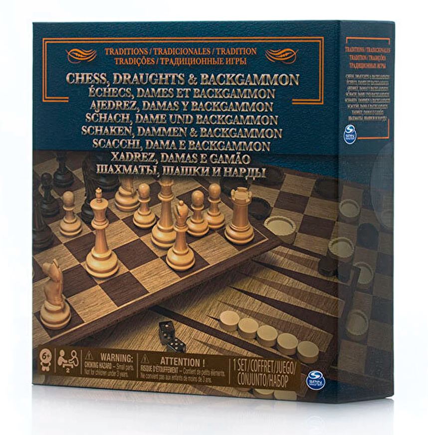 JEU D'ÉCHECS/DAMES/BACKGAMMON 3 EN 1