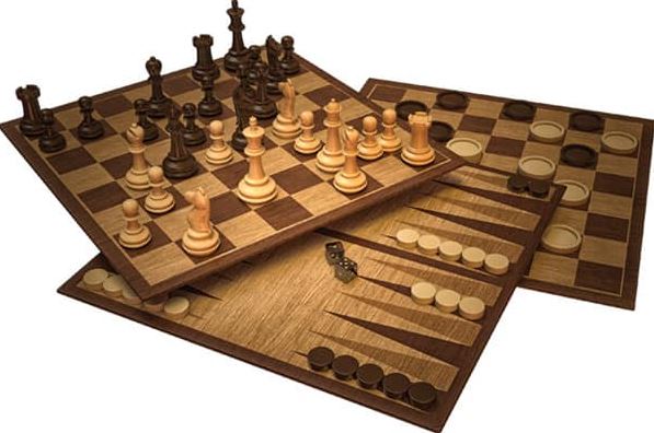 JEU D'ÉCHECS/DAMES/BACKGAMMON 3 EN 1