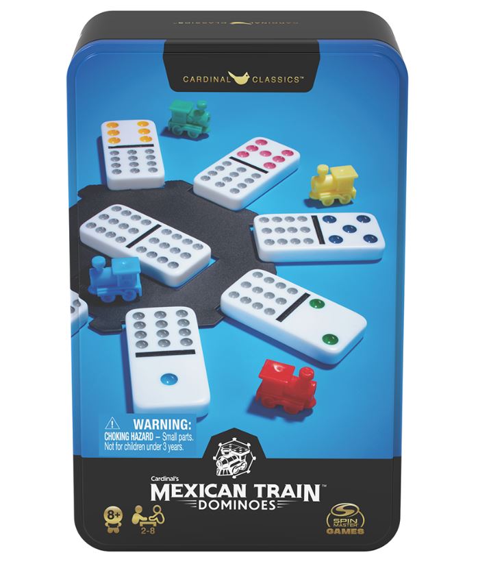 DOUBLE 12 COLOR DOMINOES METAL BOX (MEXICAN TRAIN) (WITH COLORED DOTS)