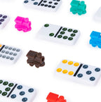 DOUBLE 12 COLOR DOMINOES METAL BOX (MEXICAN TRAIN) (WITH COLORED DOTS)