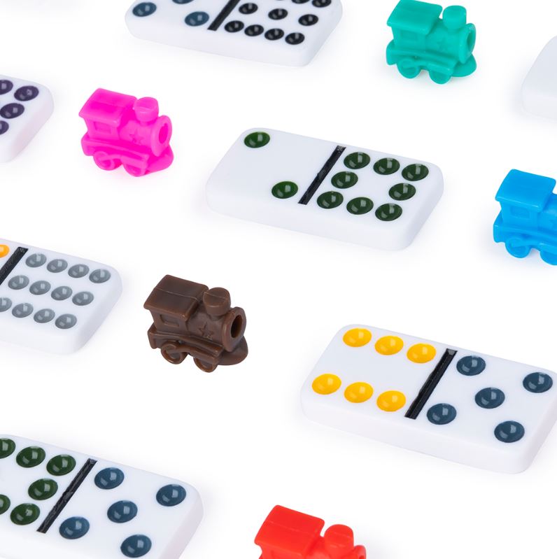 DOUBLE 12 COLOR DOMINOES METAL BOX (MEXICAN TRAIN) (WITH COLORED DOTS)