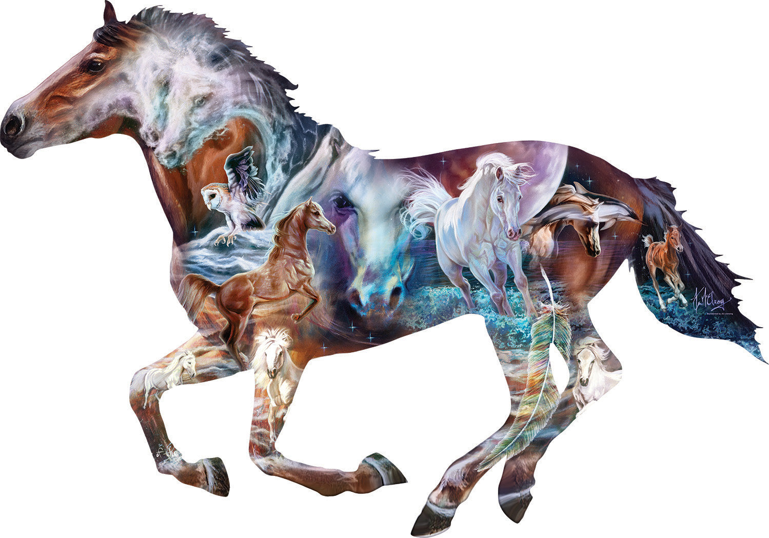 SUNSOUT JIGSAW PUZZLE 800 PIECES - MYSTERY HORSES