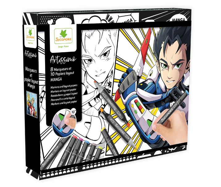 SYCOMORE ARTISSIMO - 10 TABLEAUX ET MARQUEURS MANGA HÉRO