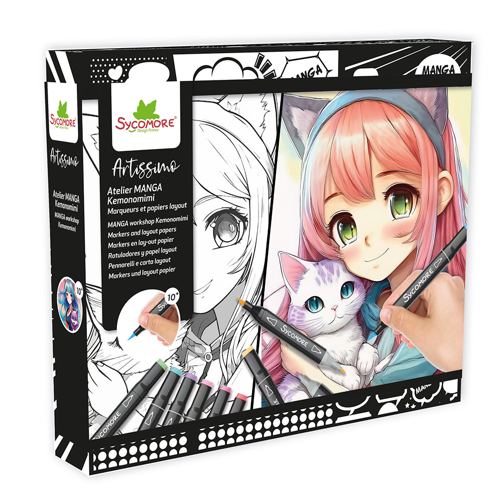 SYCOMORE ARTISSIMO - 10 MANGA PICTURES AND MARKERS - KEMONOMIMI