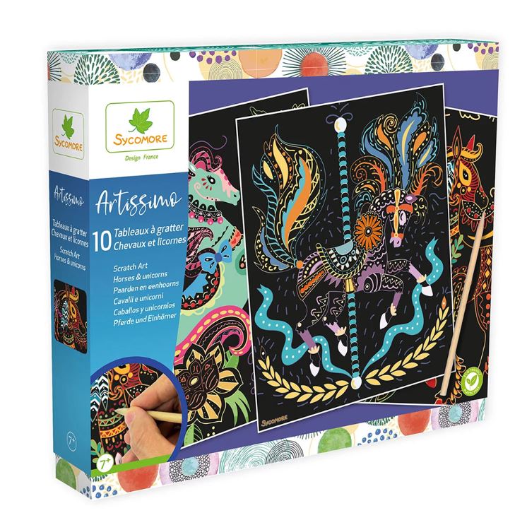 ARTISSIMO - GRAND MODÈLE 10 TABLEAUX À GRATTER - CHEVAUX ET LICORNES