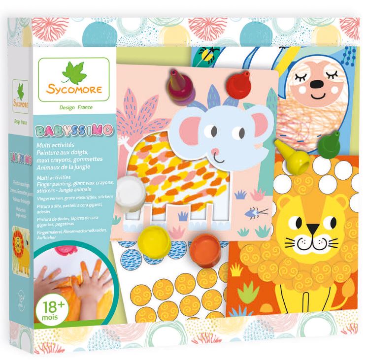 BABYSSIMO - XL MULTI ACTIVITÉS - PEINTURE MAXI CRAYONS GOMMETTES - ANIMAUX DE LA JUNGLE