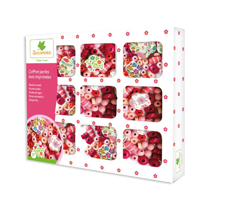COFFRET PERLES BOIS - IMPRIMÉES +120 PIÈCES