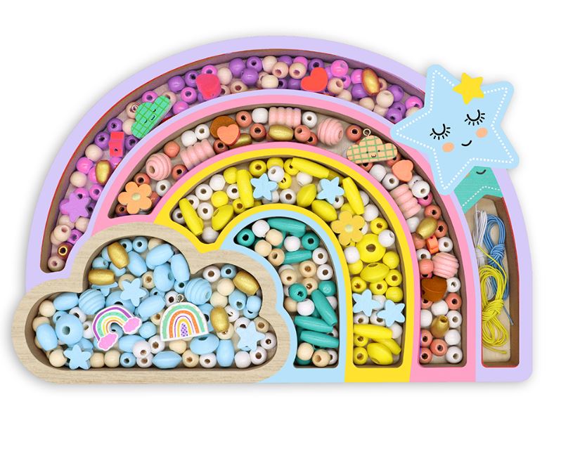 PERLES EN BOIS ARC-EN-CIEL 400 PIÈCES