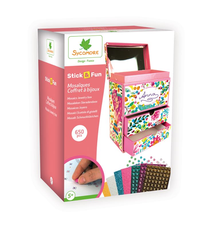 STICK'N FUN - 3D MOSAÏQUES - COFFRE À BIJOUX 650 PIÈCES (À PERSONNALISER)