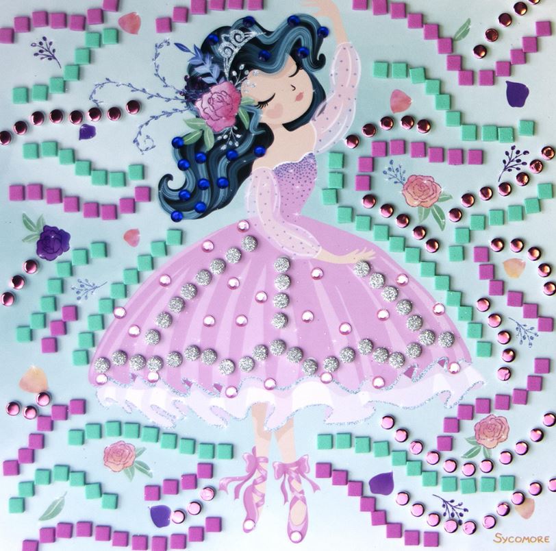 STICK'N FUN - GRAND MODÈLE 5 MOSAÏQUES PRINCESSE BALLERINE