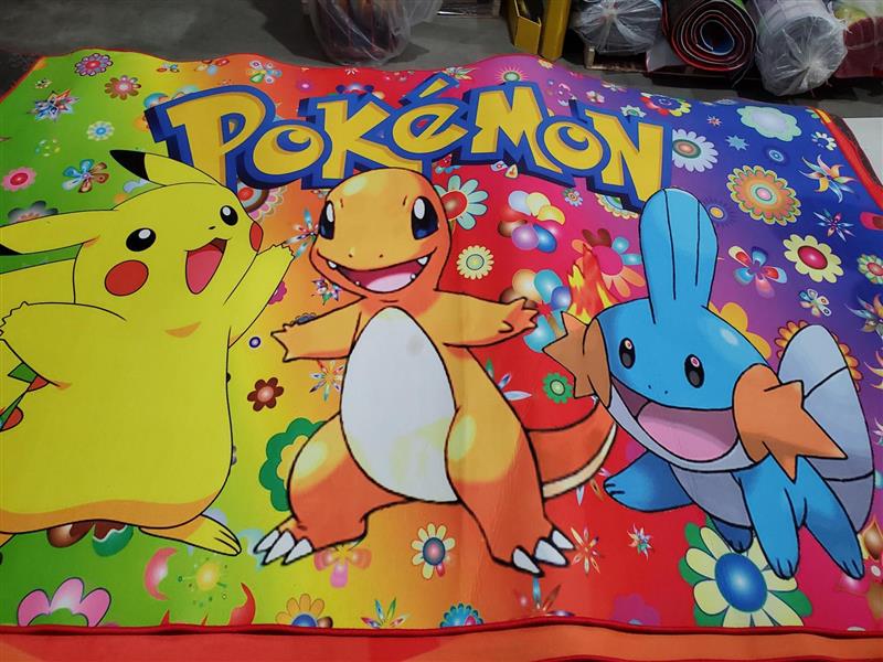 BEDROOM RUG - PLAYROOM - PIKACHU CHARMANDER AND MUDKIP (FLOWERS)