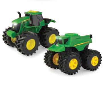 TOMY - ENSEMBLE DE 2 VÉHICULES JOHN DEERE AVEC SONS ET LUMIÈRES (MOISSONNEUSE - TRACTEUR)