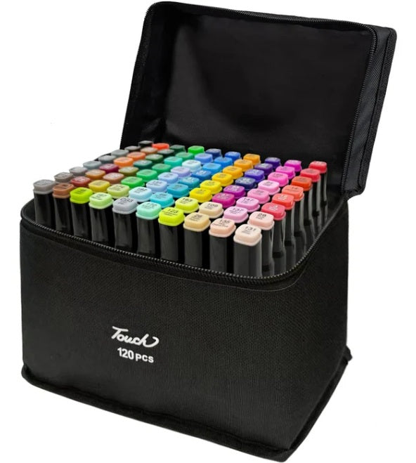 TOUCH - ENSEMBLE DE 120 CRAYONS À L'ALCOOL - MARQUEURS À DOUBLE POINTE
