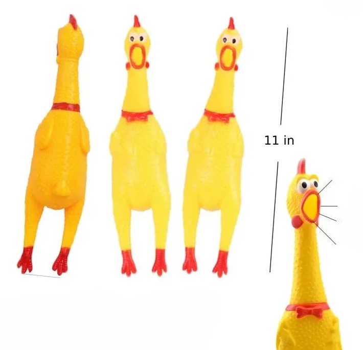 POULET HURLANT EN CAOUTCHOUC 11" ASST