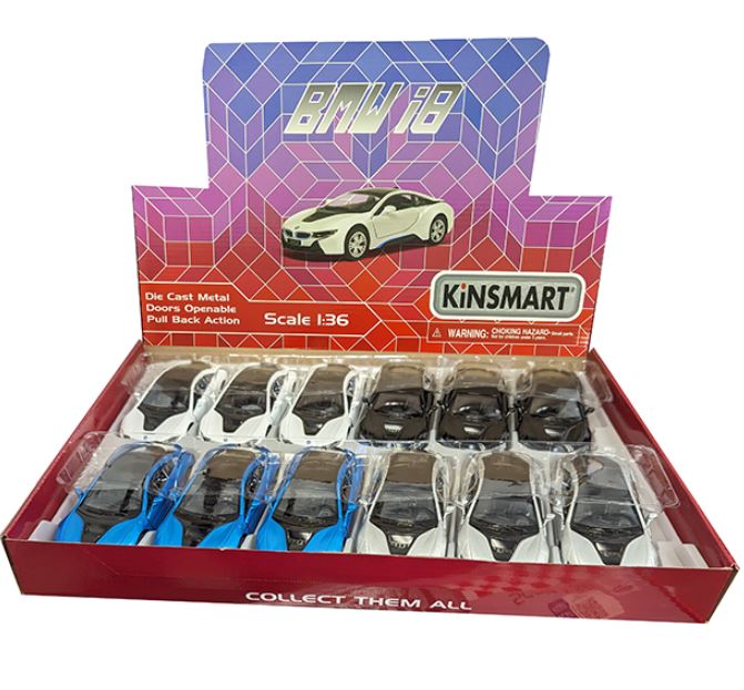 VOITURE BMW I8 5 ÉCHELE 1/36 À FRICTION ASST