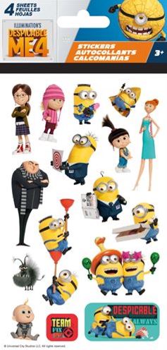 DESPICABLE ME MINIONS STICKERS - 4 SHEETS