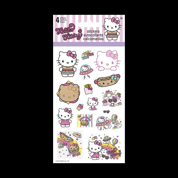 AUTOCOLLANTS HELLO KITTY MAGASIN KAWAII BURGER - 4 FEUILLES