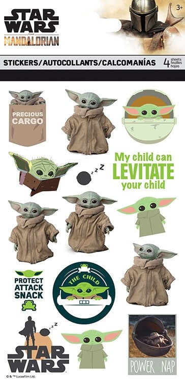STAR WARS BABY YODA - 4 FEUILLES D'AUTOCOLLANTS