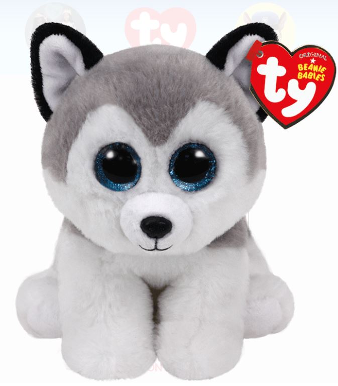PELUCHE TY BEANIE BABIES - BUFF HUSKY GRIS PETIT 6"