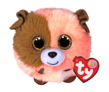 TY BEANIE BALLS PLUSH - MANDARIN ORANGE AND BROWN PUFFIES 4"