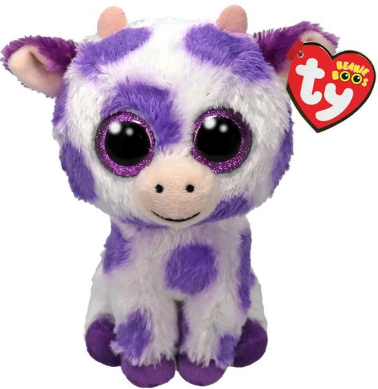 PELUCHE TY BEANIE BOOS - ETHEL VACHE TACHETÉE DE LILAS PETIT 6"