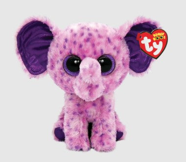 PELUCHE TY BEANIE BOOS - EVA ÉLÉPHANT ROSE ET POINTS VIOLETTES PETIT 6"
