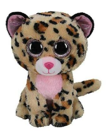 TY BEANIE BOOS PLUSH - LIVVIE BROWN AND PINK LEOPARD SMALL 6"