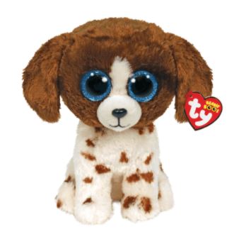 PELUCHE TY BEANIE BOOS - MUDDLES CHIEN BRUN ET BLANC PETIT 6"
