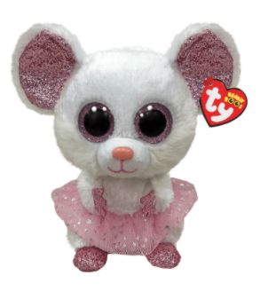 TY Beanie Boos Plush - Nina the White Ballerina Mouse, Small 6"