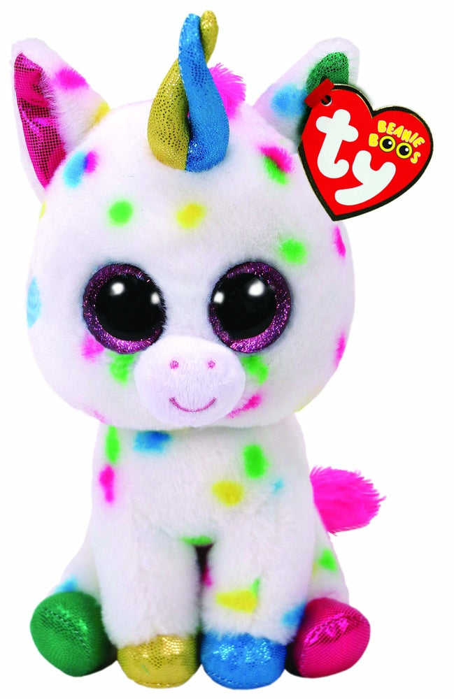 PELUCHE TY - HARMONI LICORNE BLANCHE A FORMES MÉDIUM