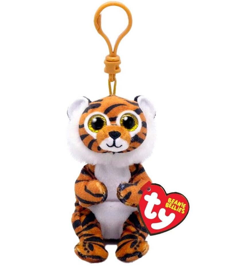 TY BEANIE BELLIES - CLAWDIA TIGRE MARRON RAYÉ NOIR PORTE-CLÉS 5"