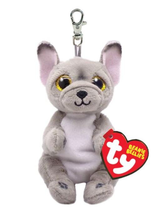 TY BEANIE BELLIES - WILFRED LE CHIEN GRIS PORTE-CLÉS 5"