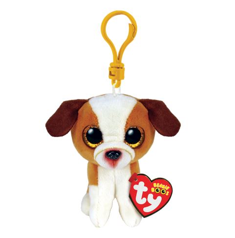 TY - HUGO BROWN AND WHITE DOG KEYCHAIN 5"