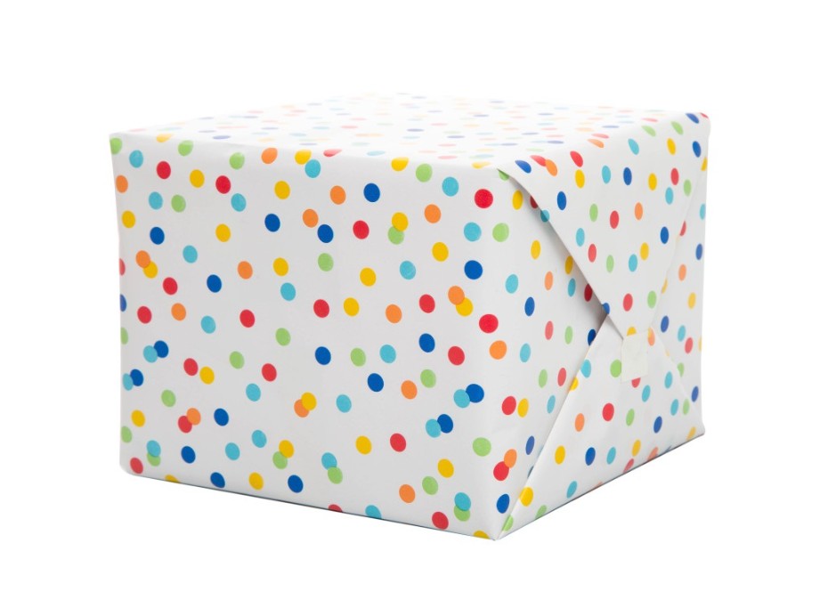 PAPIER D'EMBALLAGE CADEAU - POIS ARC-EN-CIEL