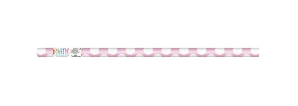 PAPIER D'EMBALLAGE CADEAU - ROSE AVEC POIS BLANCS