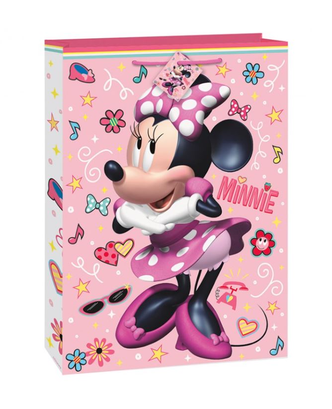 LARGE GIFT BAG - MINNIE PINK - 18 X 13 X 1 IN