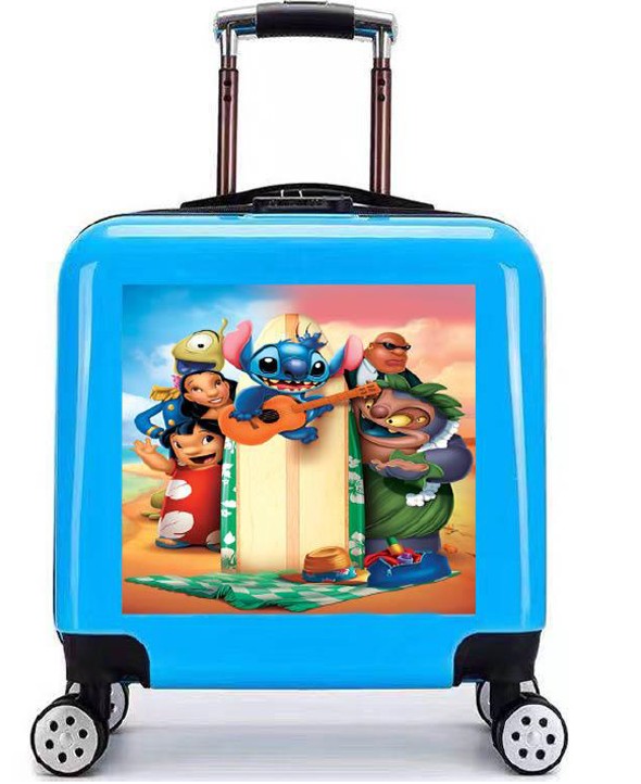 VALISE DELUXE STITCH AVEC AMIS JAUNE AVEC SERRURE 18" (46 CM)