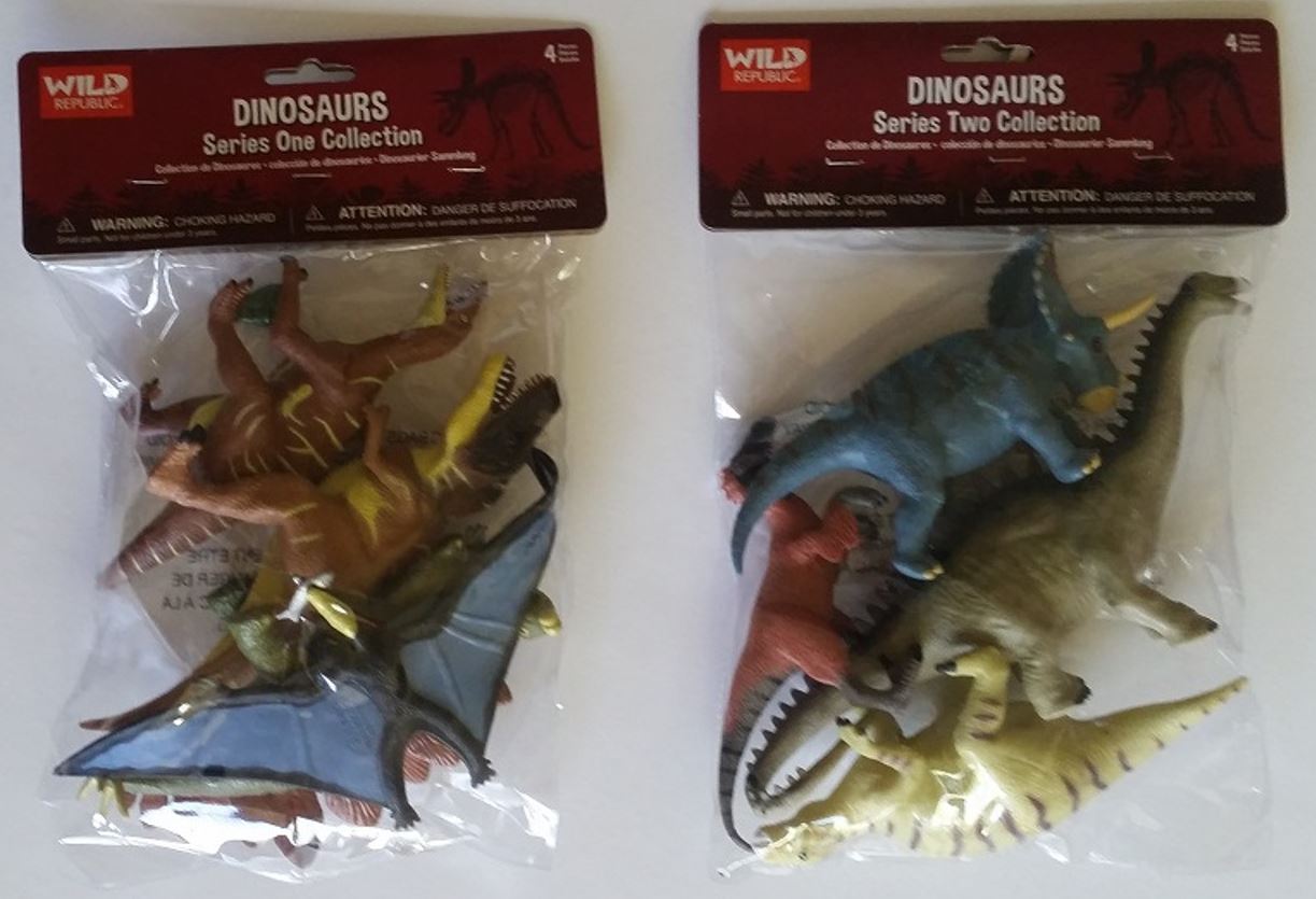 ENSEMBLE DE DINOSAURES DANS UN SAC (CARTON ROUGE) ASST